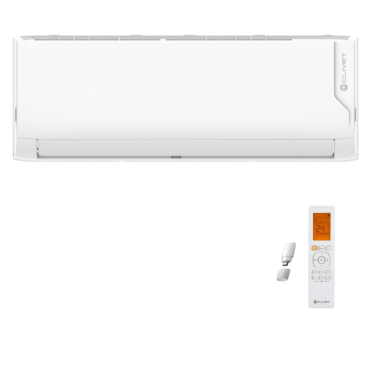 Clivet Cristallo air conditioner 2 split panels 12000+12000+12000+12000 BTU inverter A++ wifi external unit 10.5 kW