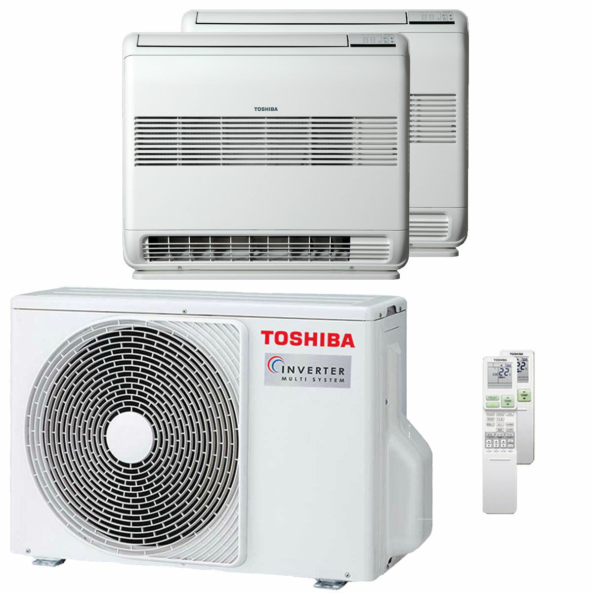 Climatiseur dual split Toshiba Console J2 9000 + 12000 BTU onduleur A++ unité extérieure 5,2 kW