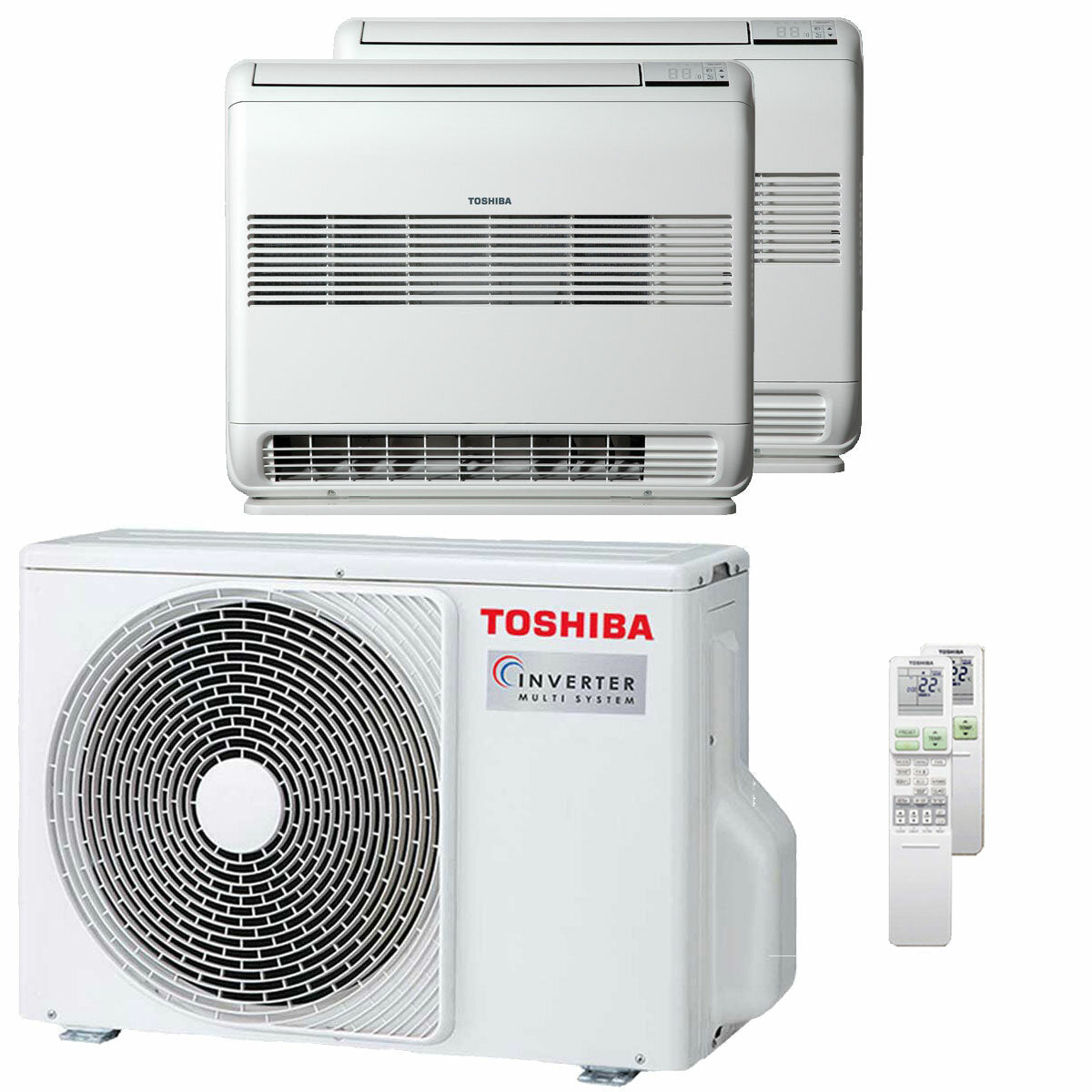 Toshiba Console J2 dual split air conditioner 9000 + 12000 BTU inverter A ++ outdoor unit 5.2 kW