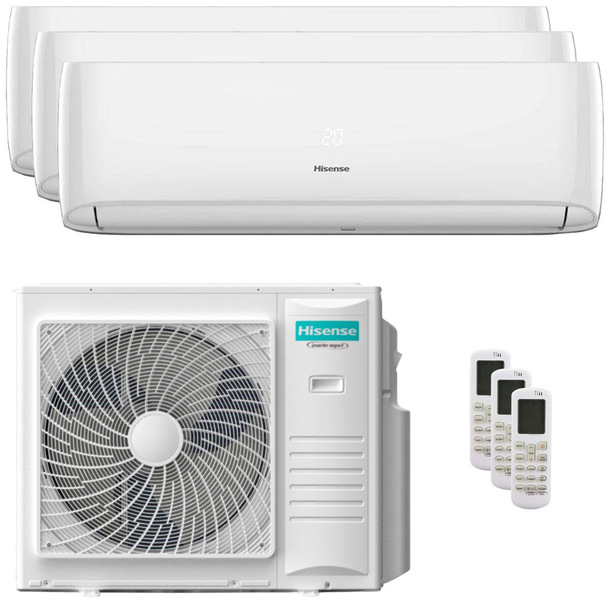 Hisense Hi-Comfort 2025 trial split air conditioner 12000+18000+18000 BTU inverter A++ wifi external unit 10 kW
