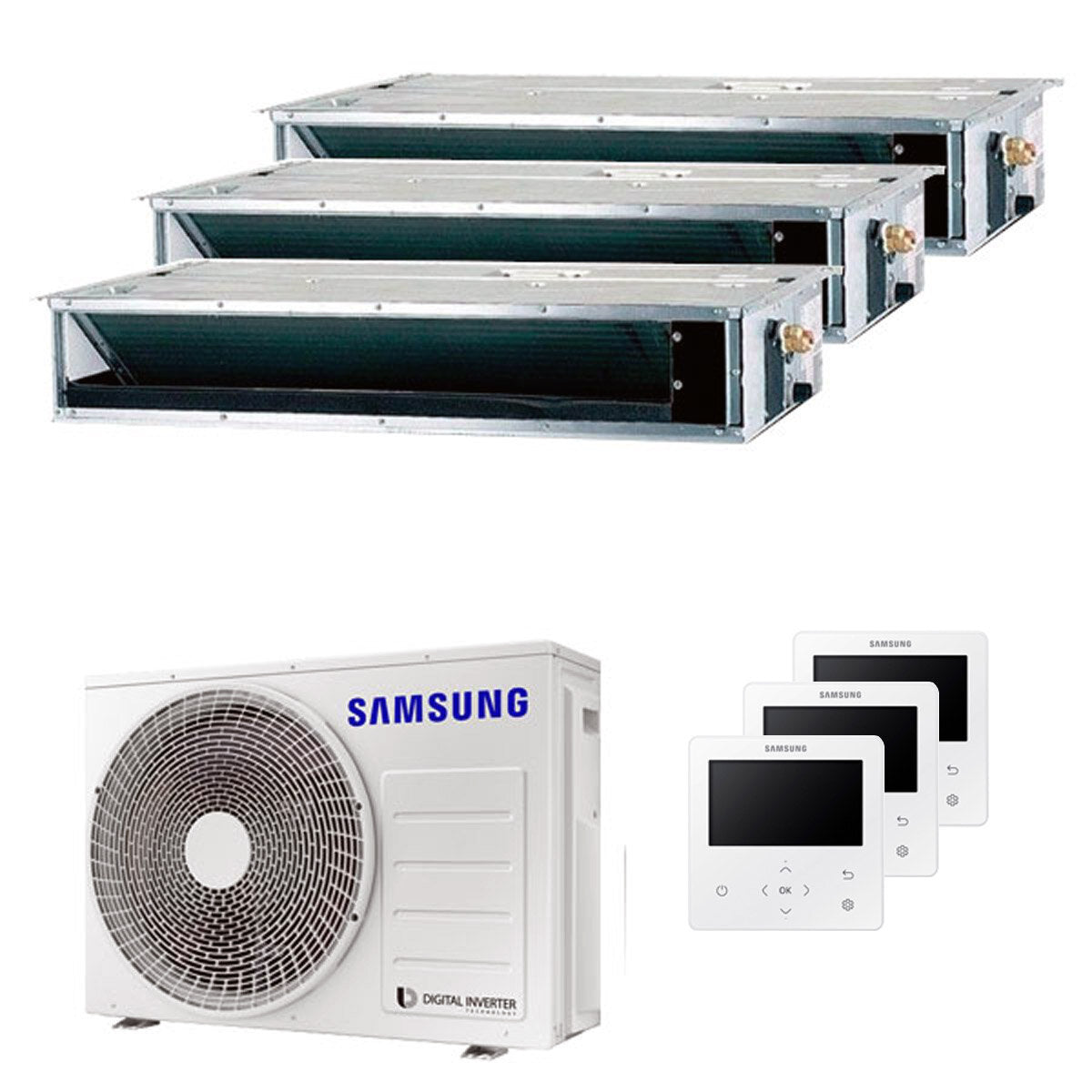 Climatiseur gainable Samsung trial split 9000 + 9000 + 9000 BTU onduleur A +++ unité extérieure 5,2 kW