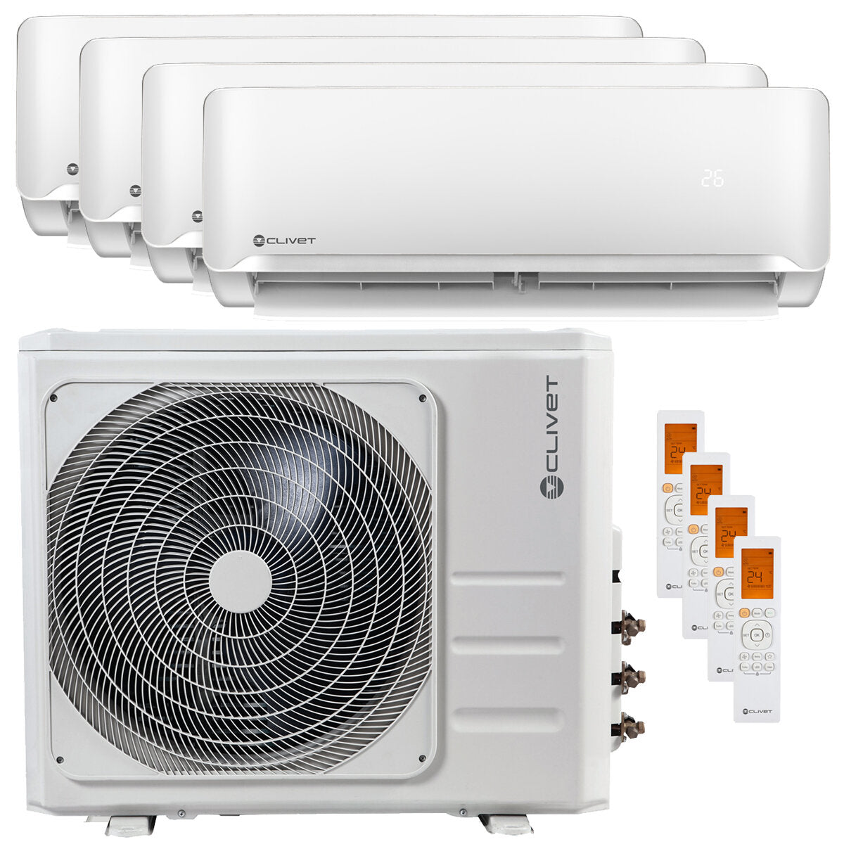 Clivet Essential air conditioner 2 split panels 9000 + 9000 + 12000 + 18000 BTU inverter A + 12.3 kW outdoor unit