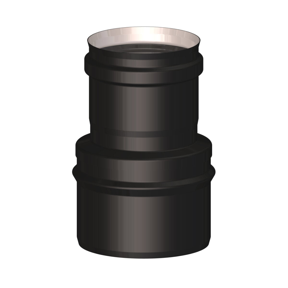 Reducer f/m diam. male 100 mm reduced to female 80 mm. for pellet stove fume exhaust and pellet boiler