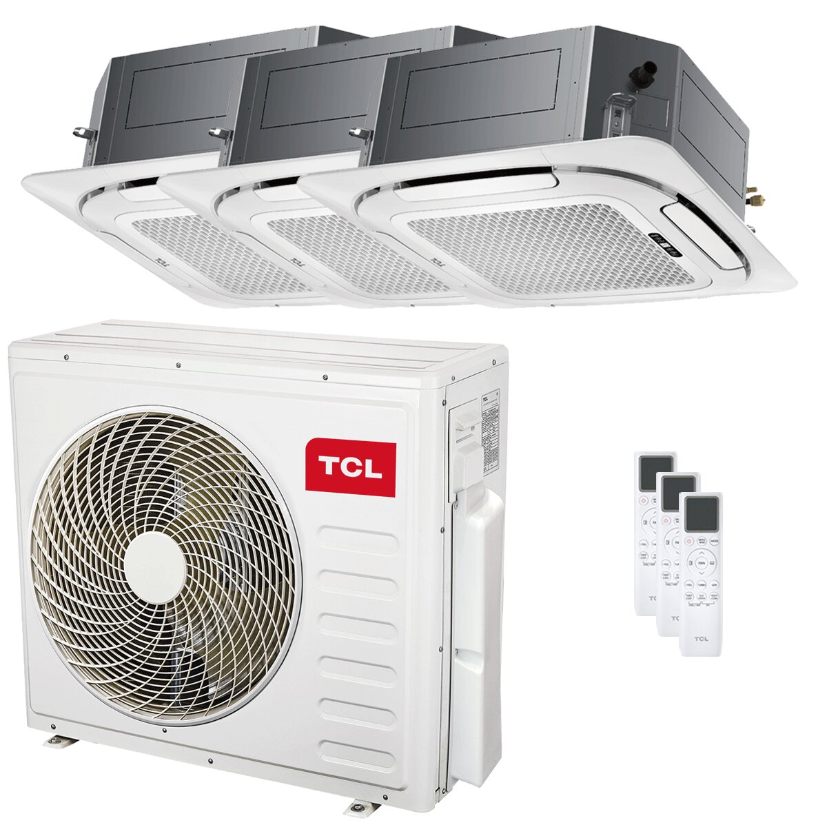 TCL Kassetten-4-Wege-Klimaanlage S Series Trial Split 12000+18000+18000 BTU Inverter A++ WLAN Außeneinheit 12,2 kW 