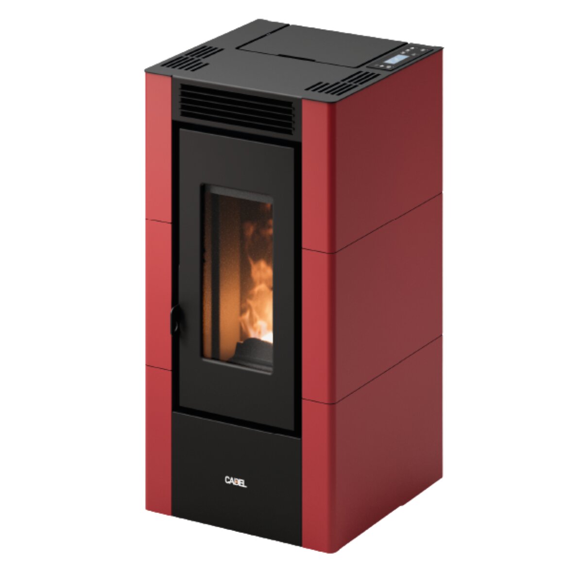 Poêle à granulés Cadel Cristal 6 Air, 5,5 kW - WiFi, Rouge