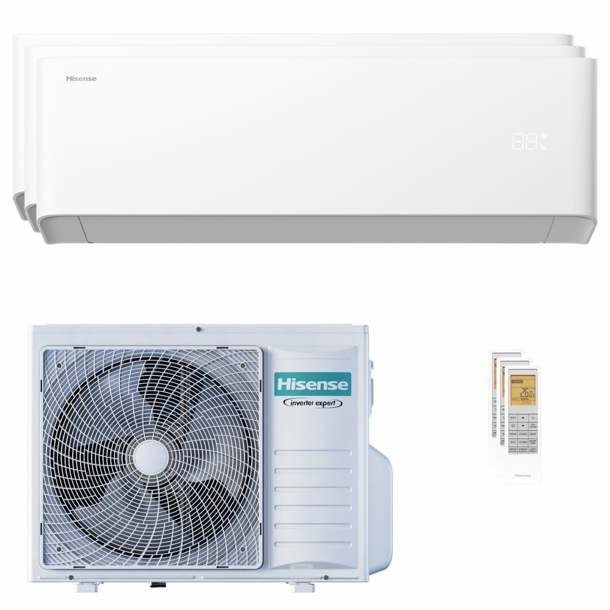 Climatiseur split Hisense Uni HB (version d'essai) 9000+12000+18000 BTU Inverter A++ Wi-Fi, unité extérieure 8 kW 
