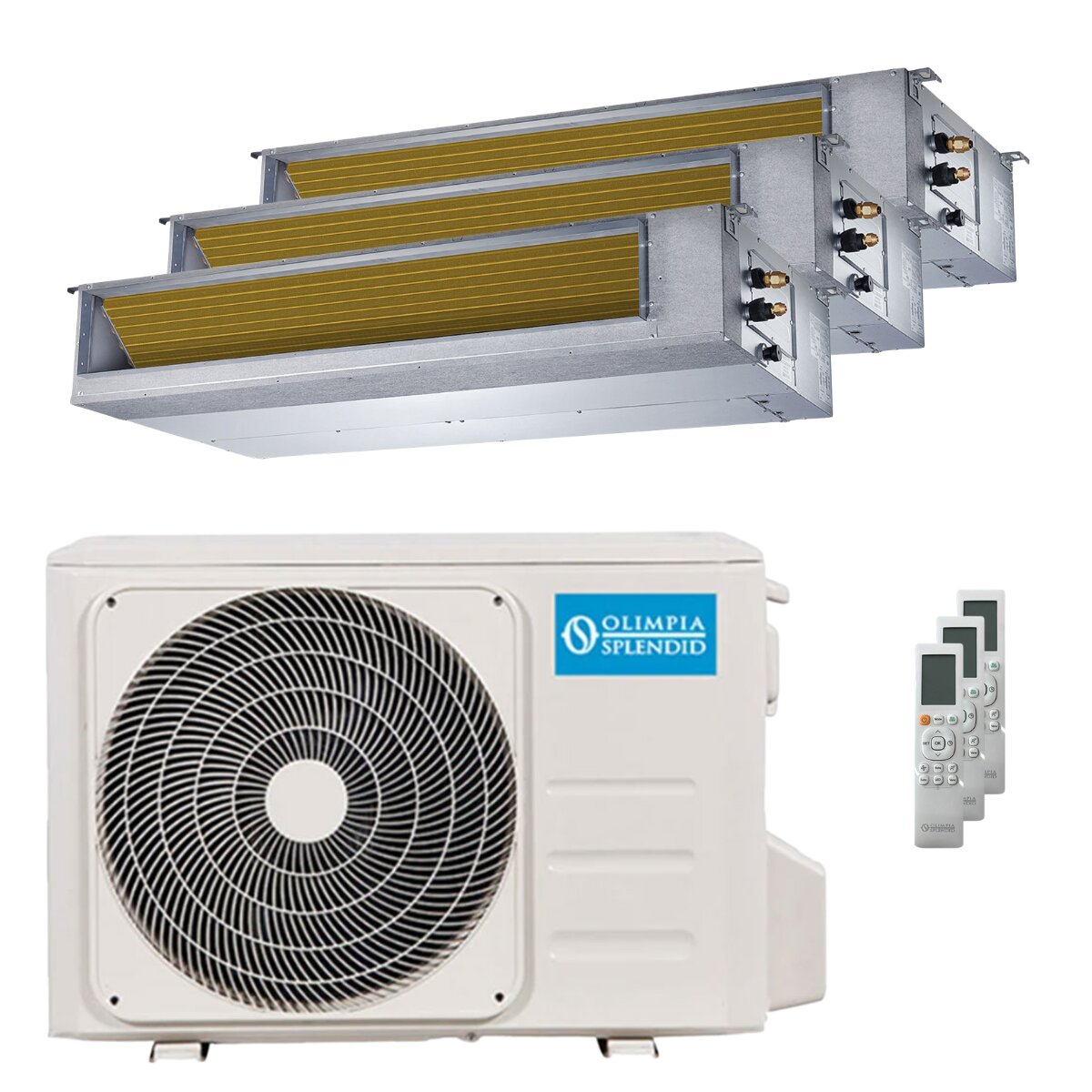 Climatiseur split gainable Olimpia Splendid Nexya S6 E (essai) 9000+12000+12000 BTU Inverter A+, unité extérieure 8,2 kW 