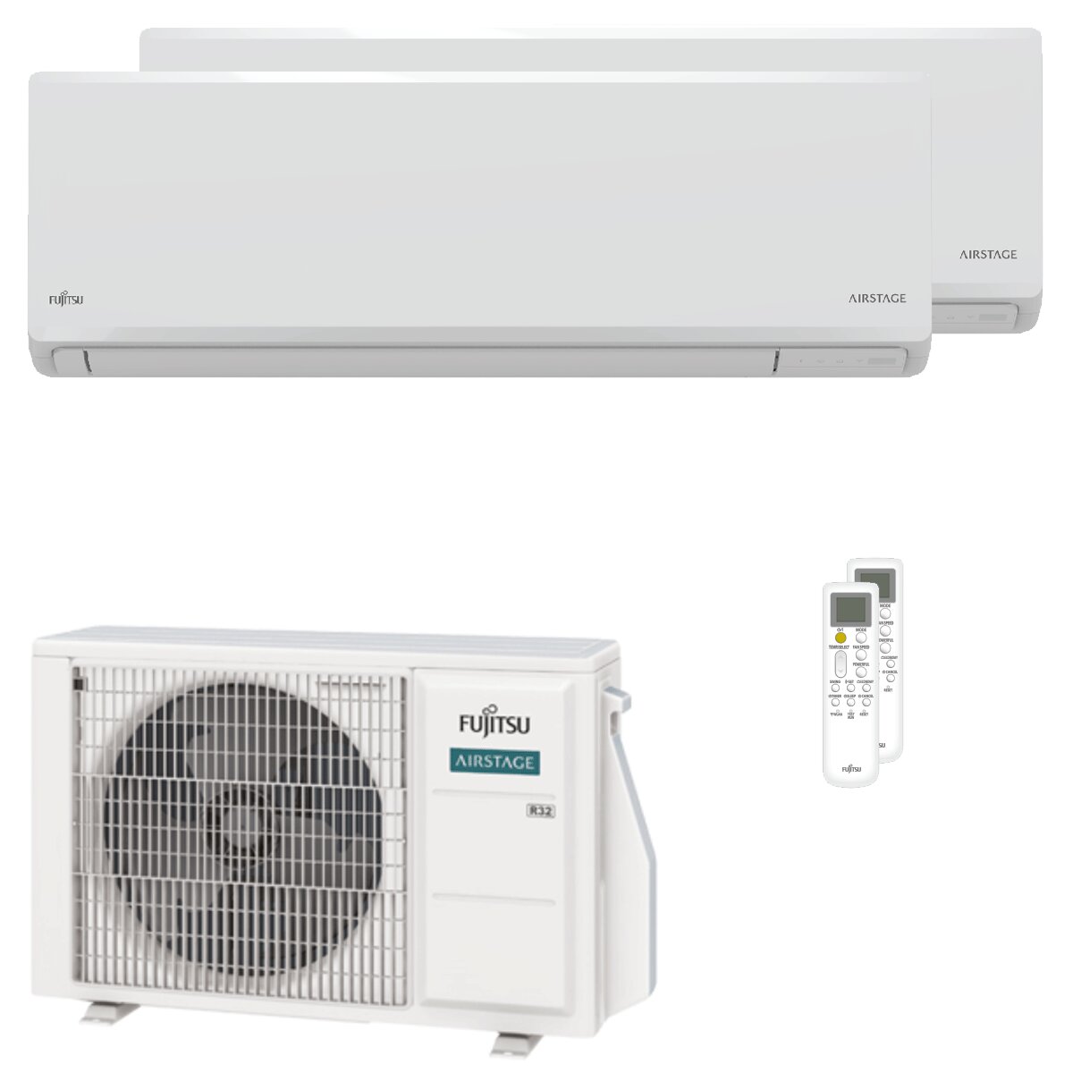 Fujitsu KN Series WiFi dual split air conditioner 9000+9000 BTU inverter A+++ wifi external unit 4 kW