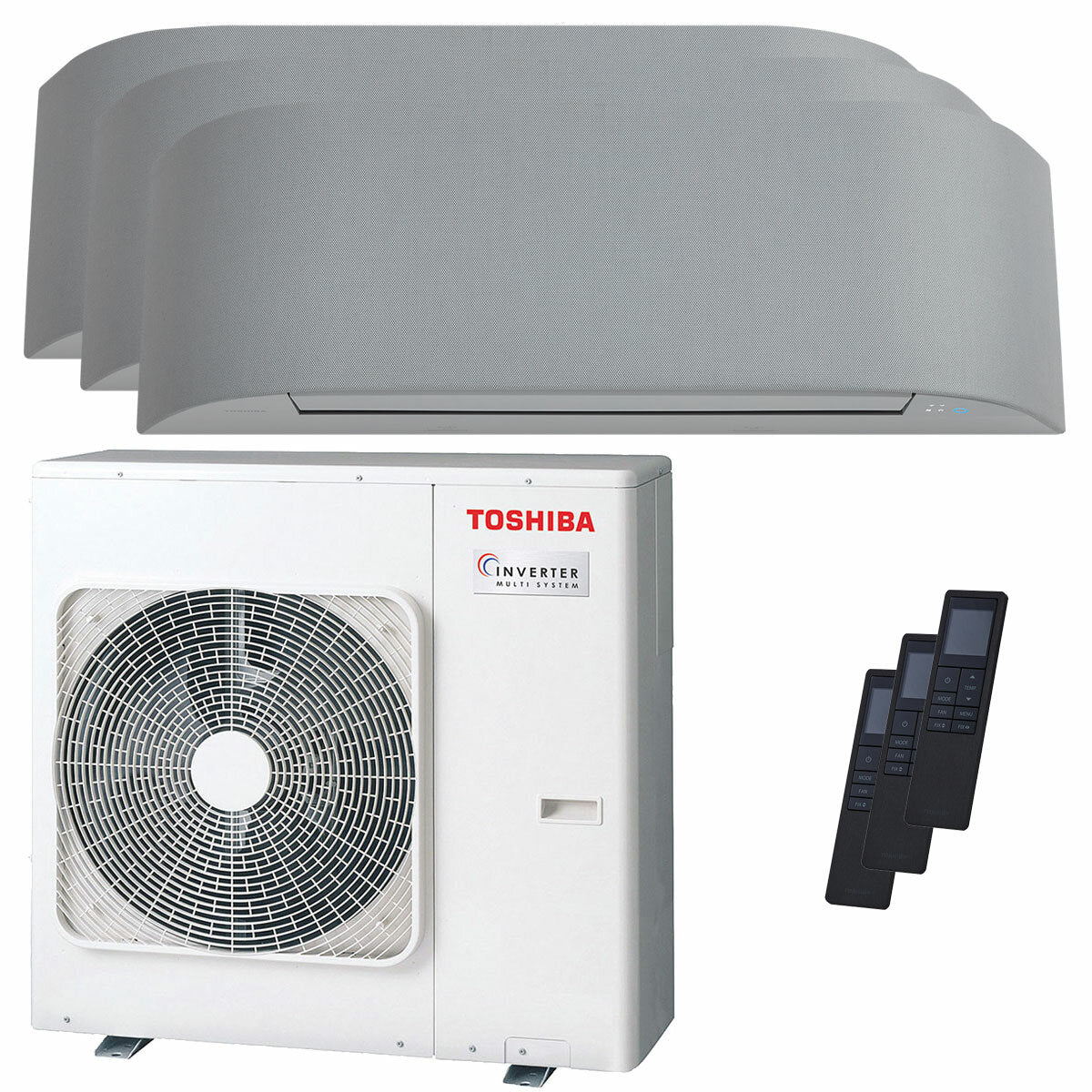 Climatiseur split d&#39;essai Toshiba Haori 9000+9000+16000 BTU inverseur A+++ unité extérieure wifi 7 kW 