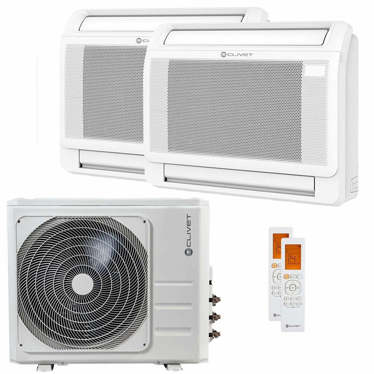 Clivet CONSOLE 3 dual split air conditioner 18000+18000 BTU inverter A+ outdoor unit 12.3 kW