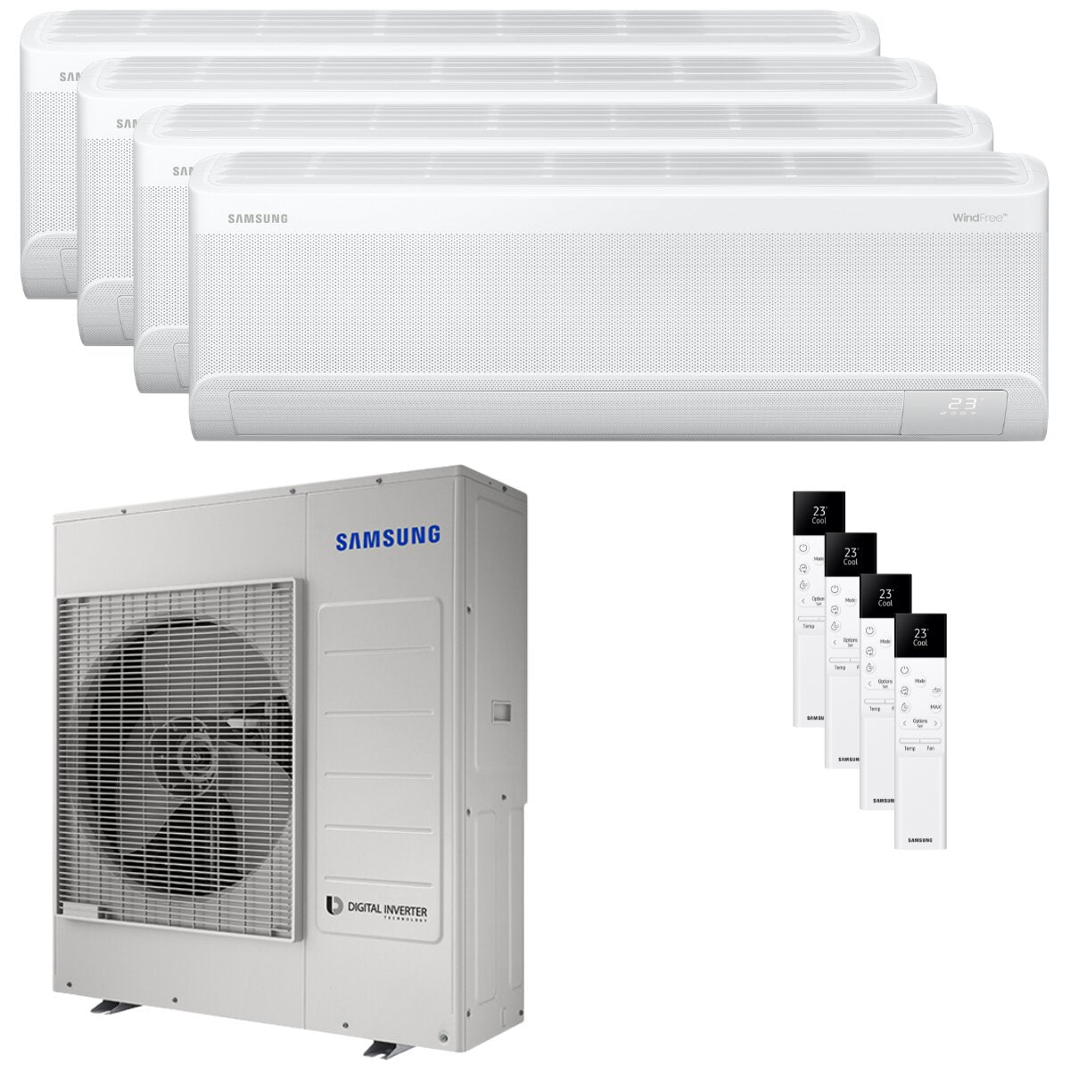 Climatiseur quadri split Samsung Windfree Avant S2 9000+12000+12000+12000 BTU onduleur A++ wifi unité extérieure 10 kW 