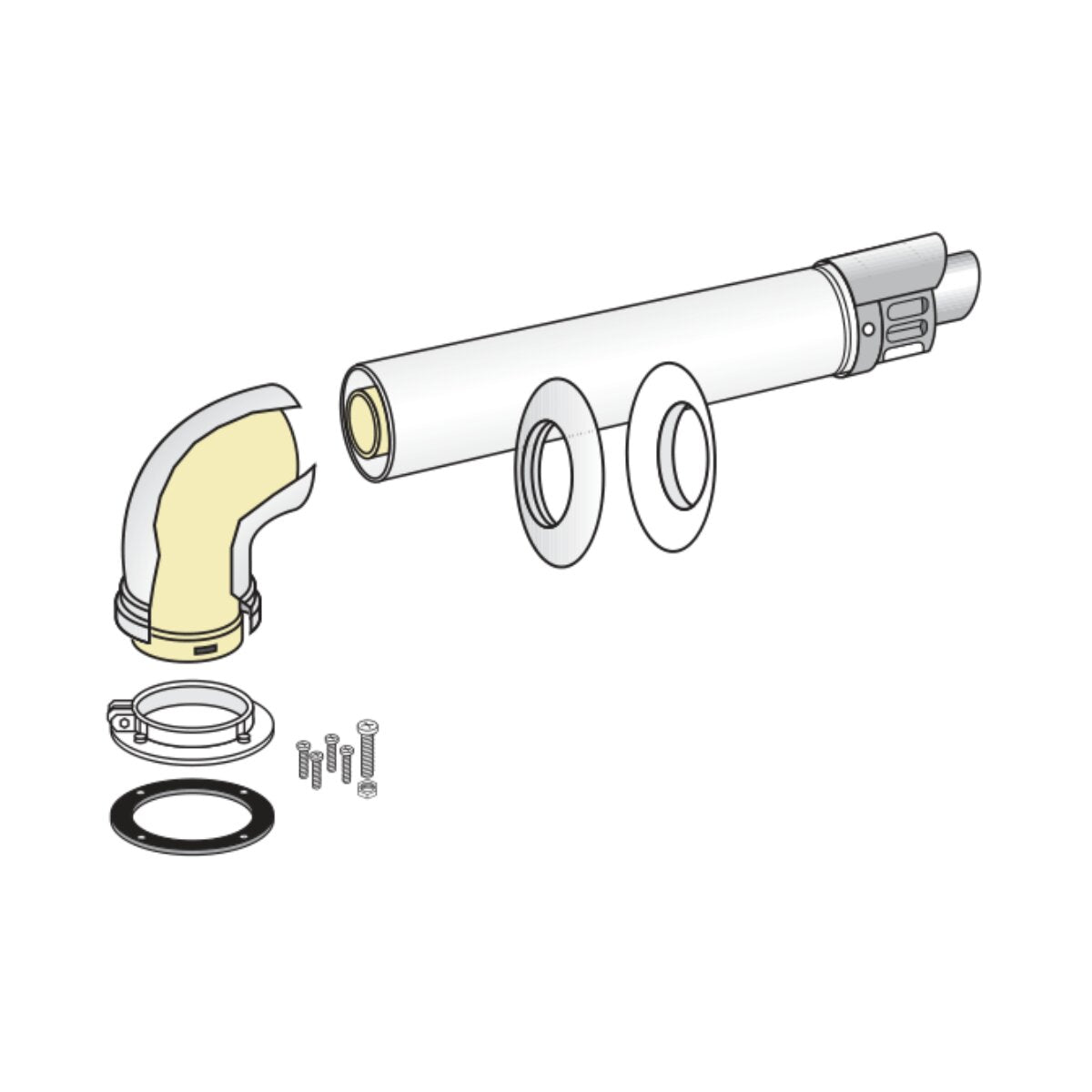 Kit de conduit coaxial Fondital Ø60/100 mm en acier peint 75 cm