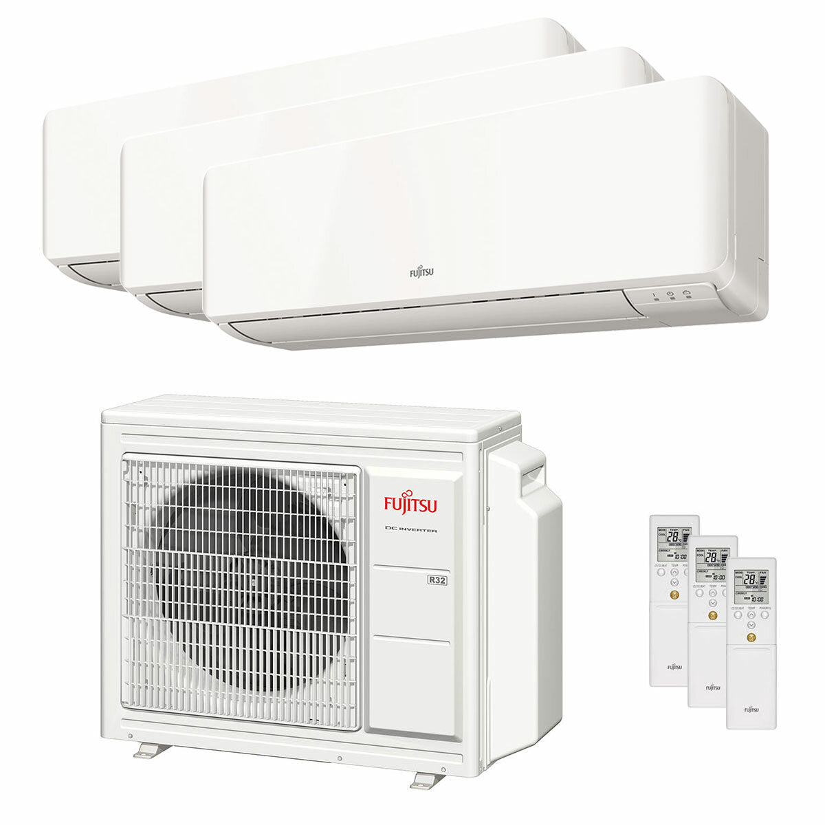 Fujitsu KM Series WiFi trial split air conditioner 7000+7000+12000 BTU inverter A+++ external unit 5.4 kW