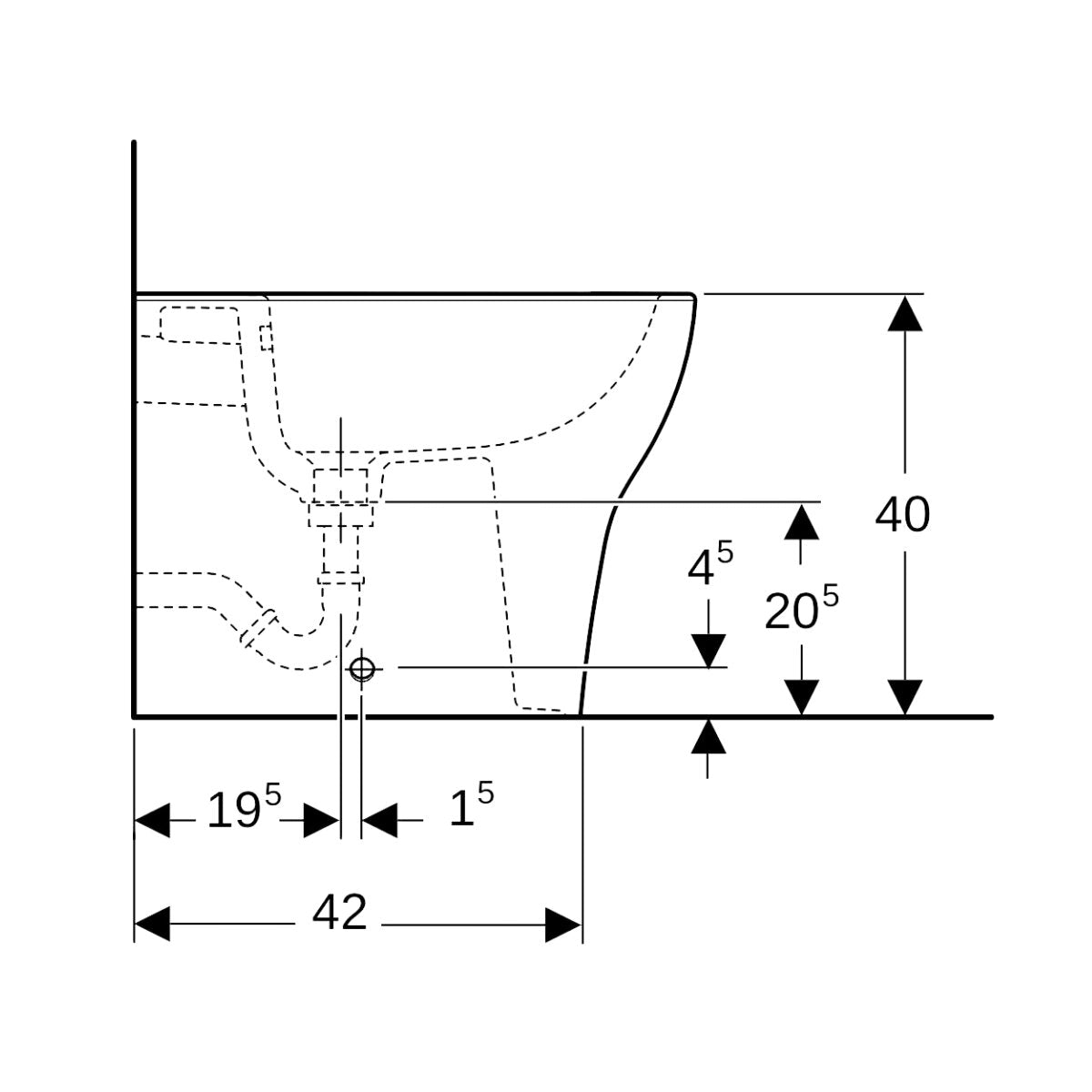 Geberit Selnova Premium Floor-mounted Bidet - Back to Wall White