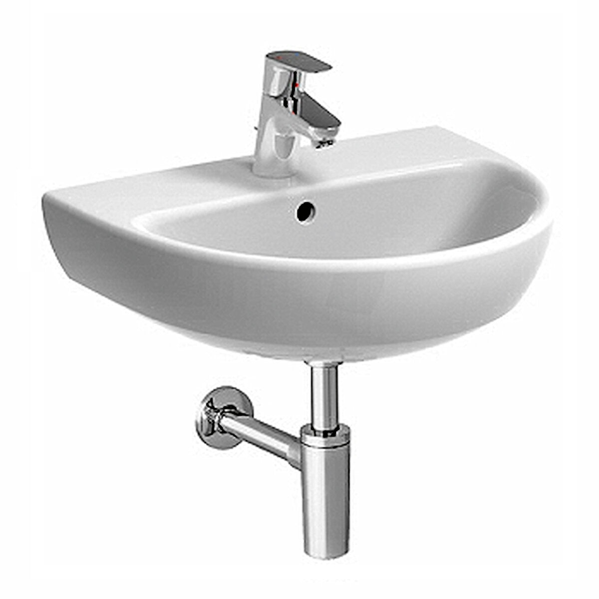 Geberit Selnova 65 cm single hole suspended washbasin in glossy white