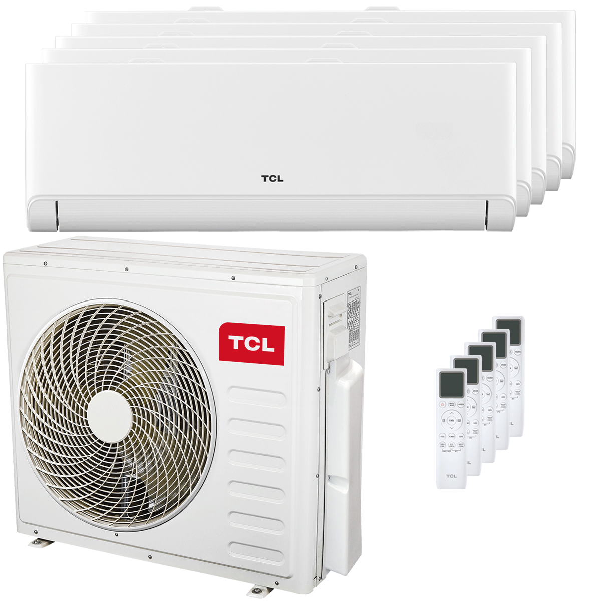 Climatiseur split penta TCL BreezeIN P5 9000+9000+9000+12000+18000 BTU Inverter A++ Wi-Fi Unité externe 12,2 kW 