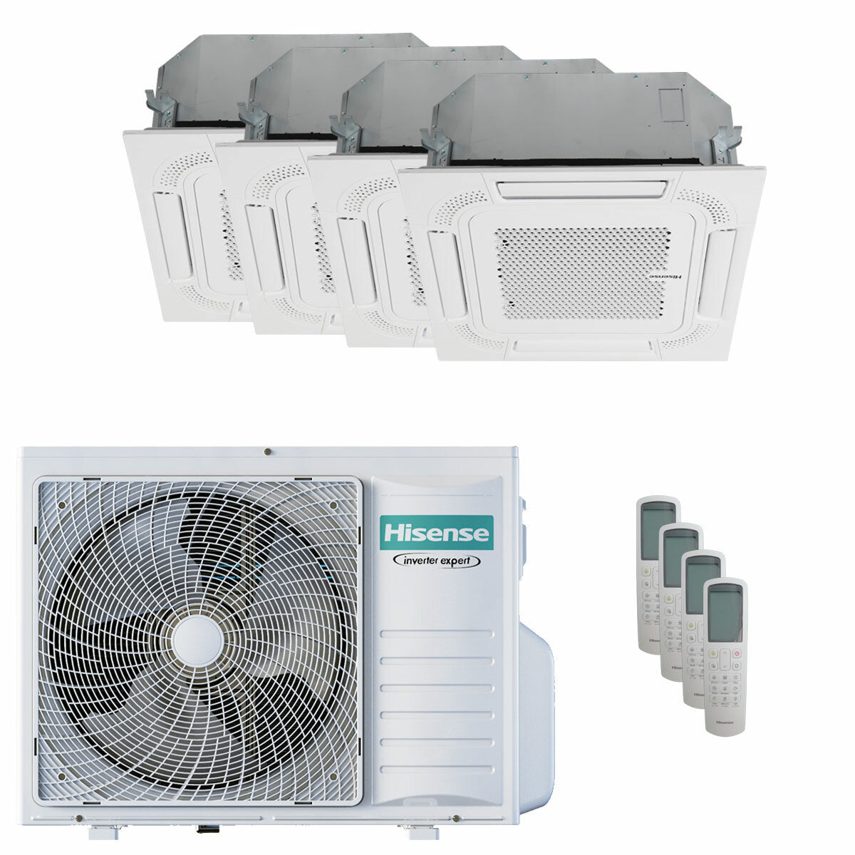 Hisense air conditioner Cassette ACT quadri split 9000+9000+9000+12000 BTU inverter A++ outdoor unit 8 kW 2023