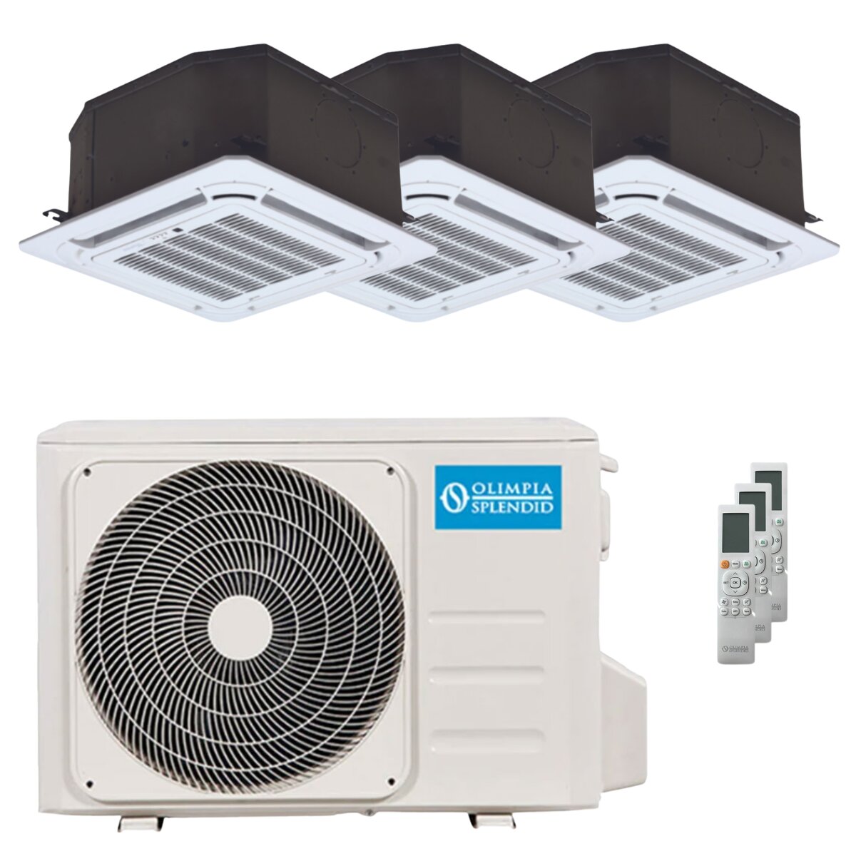 Olimpia Splendid Nexya S6 E Kassetten-Split-Klimaanlage (Testversion) 9000+12000+12000 BTU Inverter A++ Außengerät 8,2 kW 