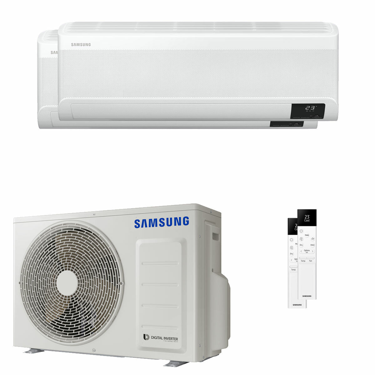 Climatiseur double split Samsung Windfree Elite 2023 7000+9000 BTU onduleur A+++ wifi unité extérieure 4 kW