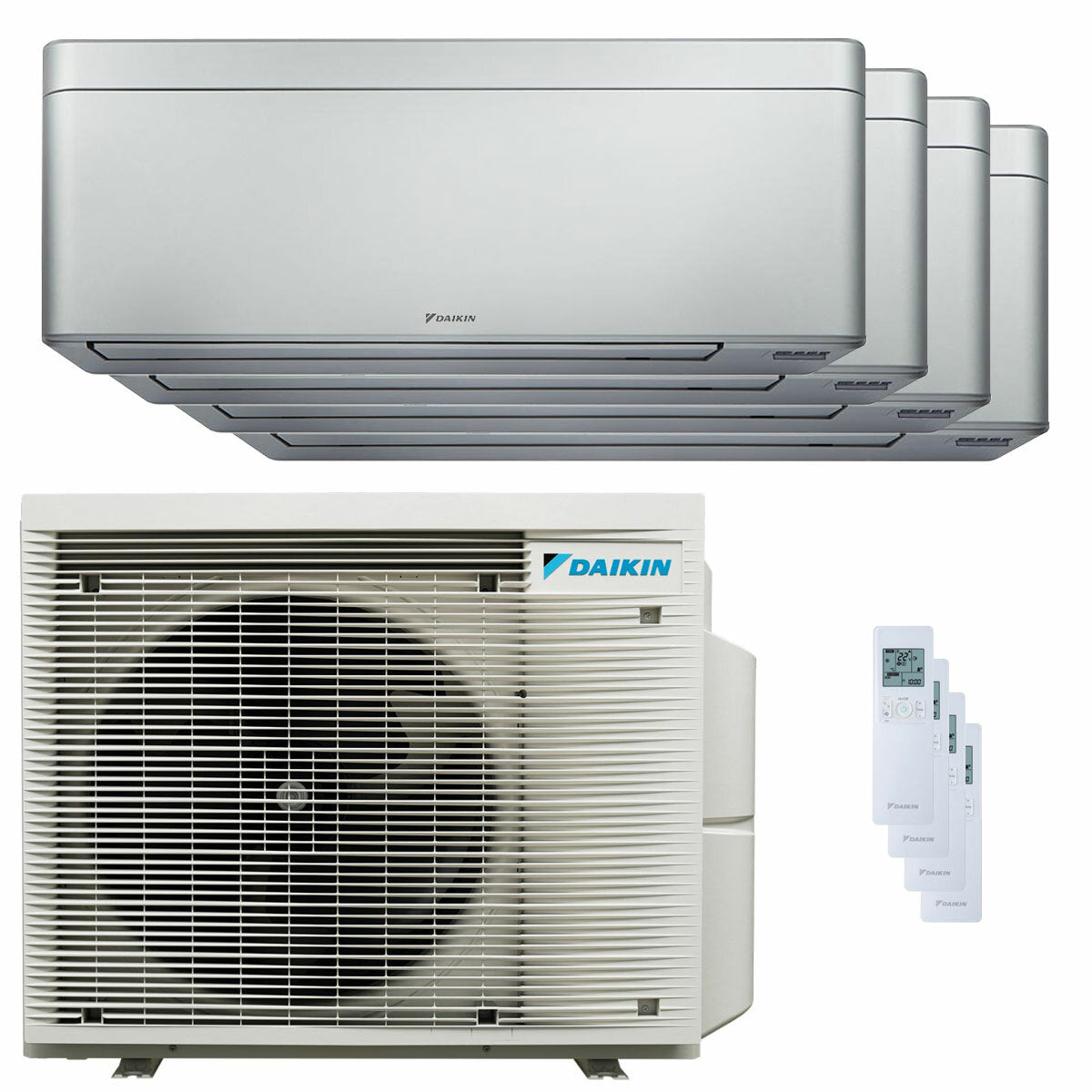 Daikin Stylish Silver Quadri-Split-Klimaanlage 9000+9000+9000+9000 BTU, Wechselrichter A++, WLAN-Außeneinheit 6,8 kW 