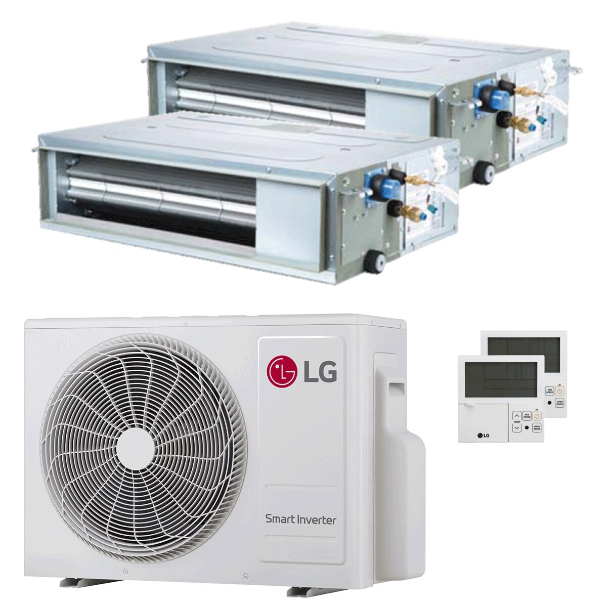 Climatiseur gainable LG CL bi-split 12 000 + 12 000 BTU Inverter A+++, unité extérieure 5,3 kW 
