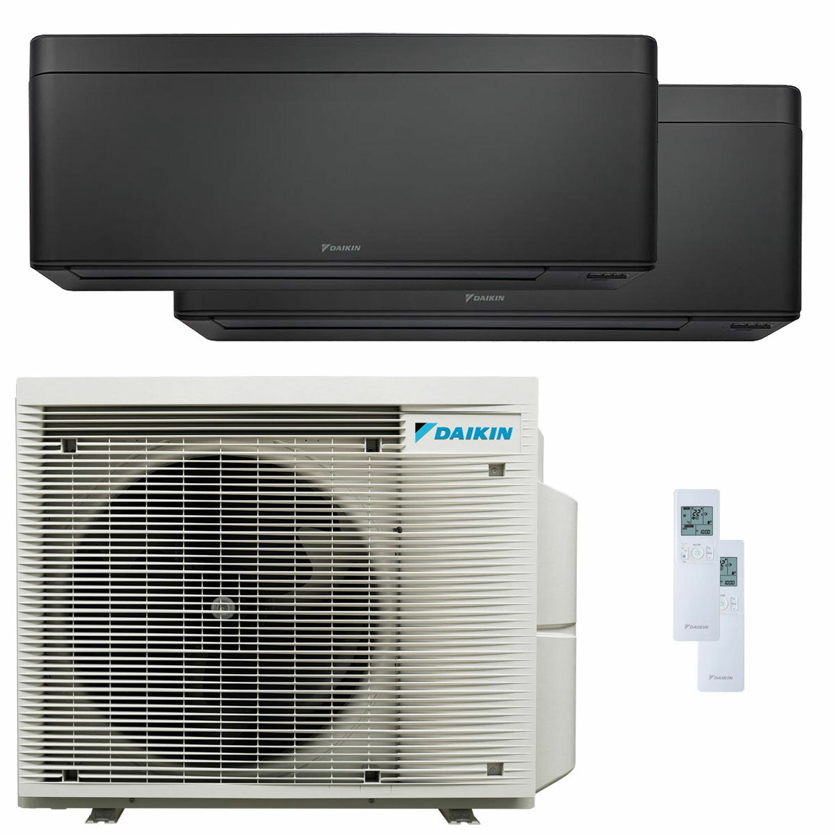 Daikin Stylish Total Black Dual-Split-Klimaanlage 9000+12000 BTU Inverter A++ WLAN-Außeneinheit 4 kW 