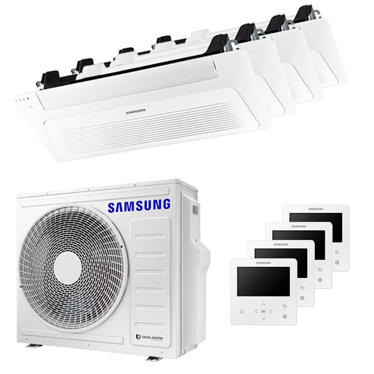 Samsung Climatiseur WindFree 1 voie cassette split 9000 + 9000 + 9000 + 12000 BTU inverter A++ unité extérieure 8,0 kW