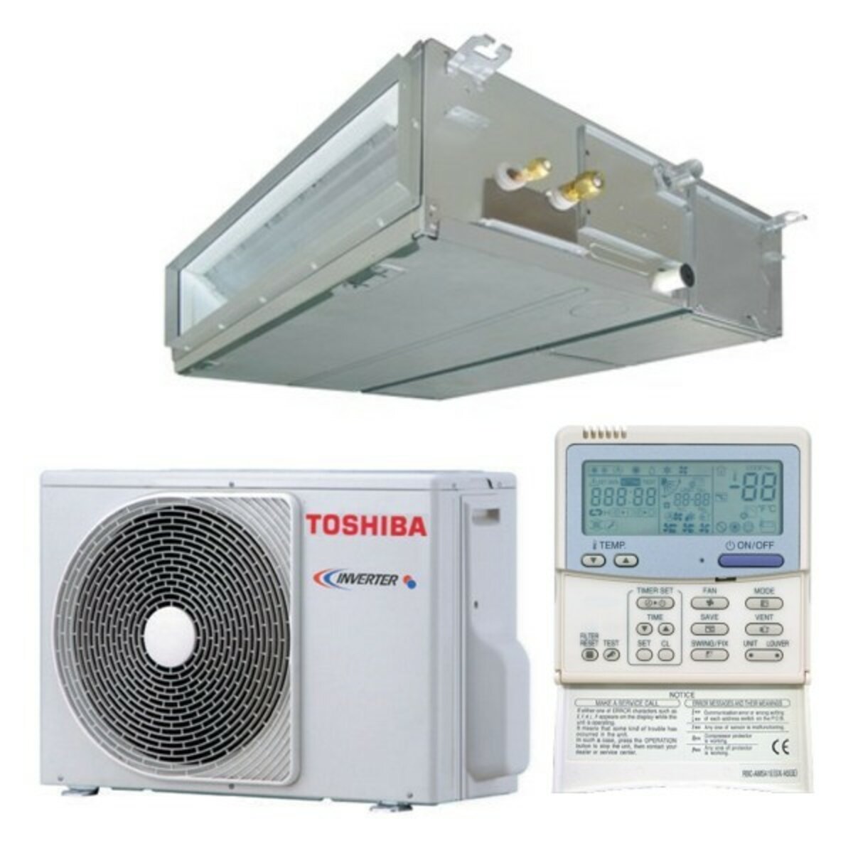 Climatiseur canalisable commercial léger standard Toshiba sm_btp 24000 BTU onduleur avec commande filaire