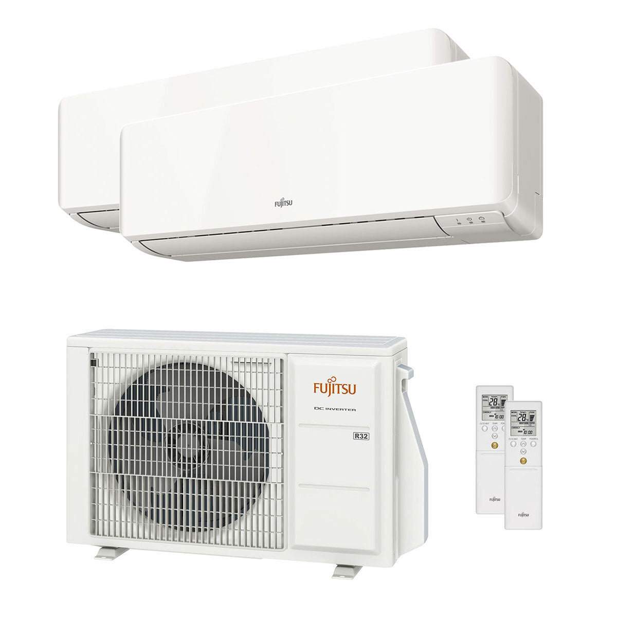 Climatiseur Fujitsu série KM WiFi dual split 7000+7000 BTU inverseur A+++ unité extérieure 4 kW