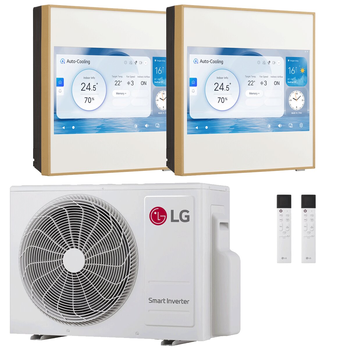 Climatiseur LG ARTCOOL Gallery LCD bi-split 12 000 + 12 000 BTU Inverter A+++ avec Wi-Fi et unité extérieure de 5,3 kW 