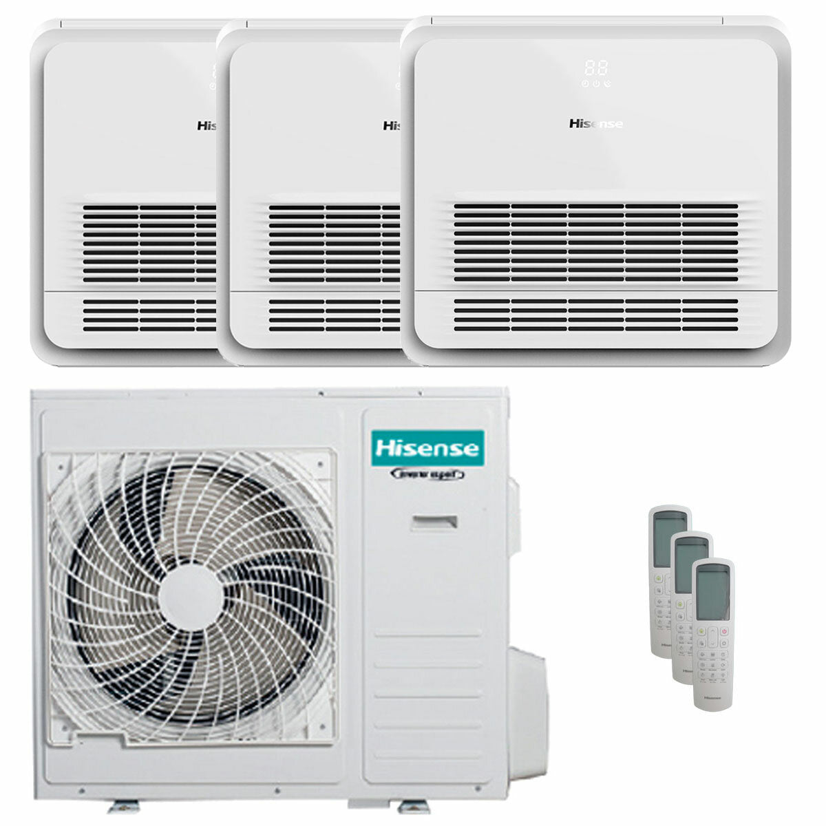 Hisense Console AKT trial climatiseur split 12000+18000+18000 BTU inverter A++ unité extérieure 10 kW