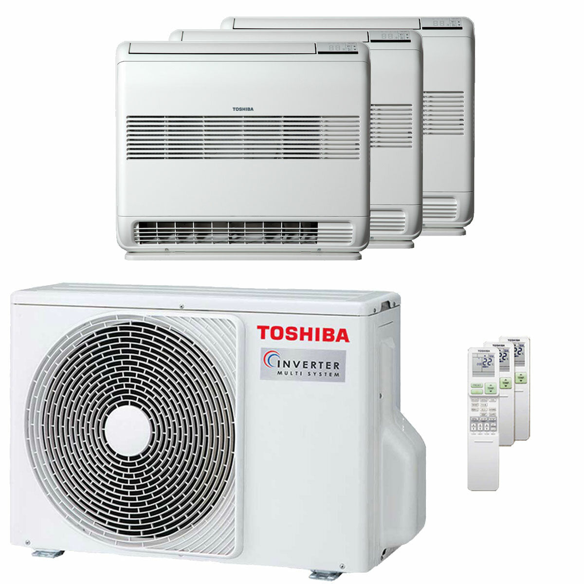 Toshiba Console J2 trial split air conditioner 9000+9000+12000 BTU inverter A+++ external unit 5.2 kW