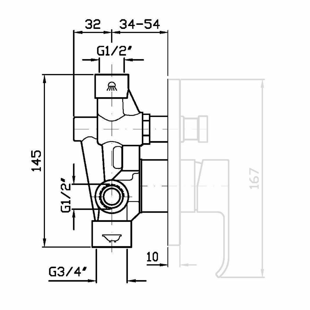 Zucchetti bath-shower built-in body for SUP series