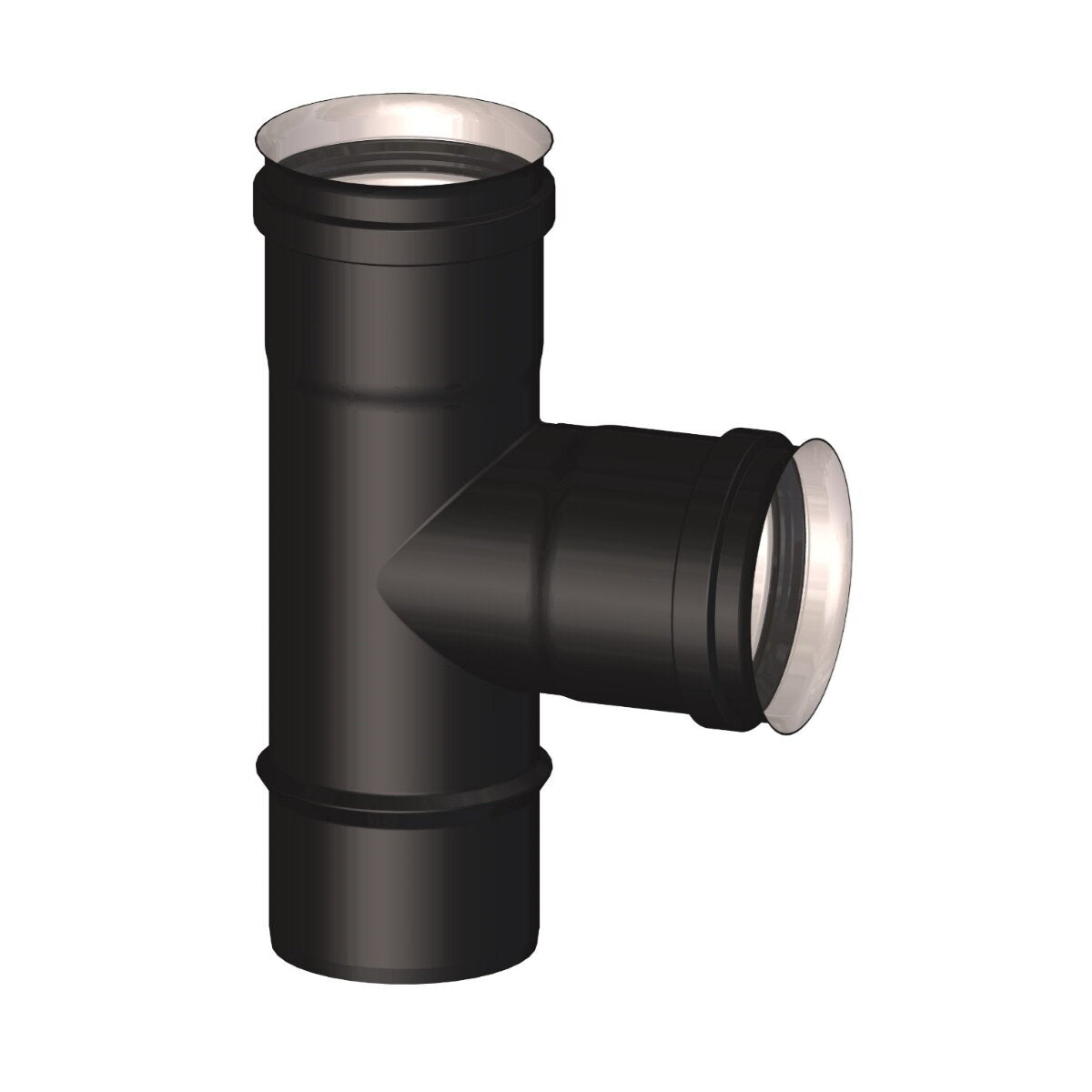 RACCORD NPS STABLE À 90° F/F/M Ø 80 mm - POUR ÉVACUATION DES FUMÉES DE POÊLE À PELLET ET CHAUDIÈRE À PELLET - ACIER NOIR MAT