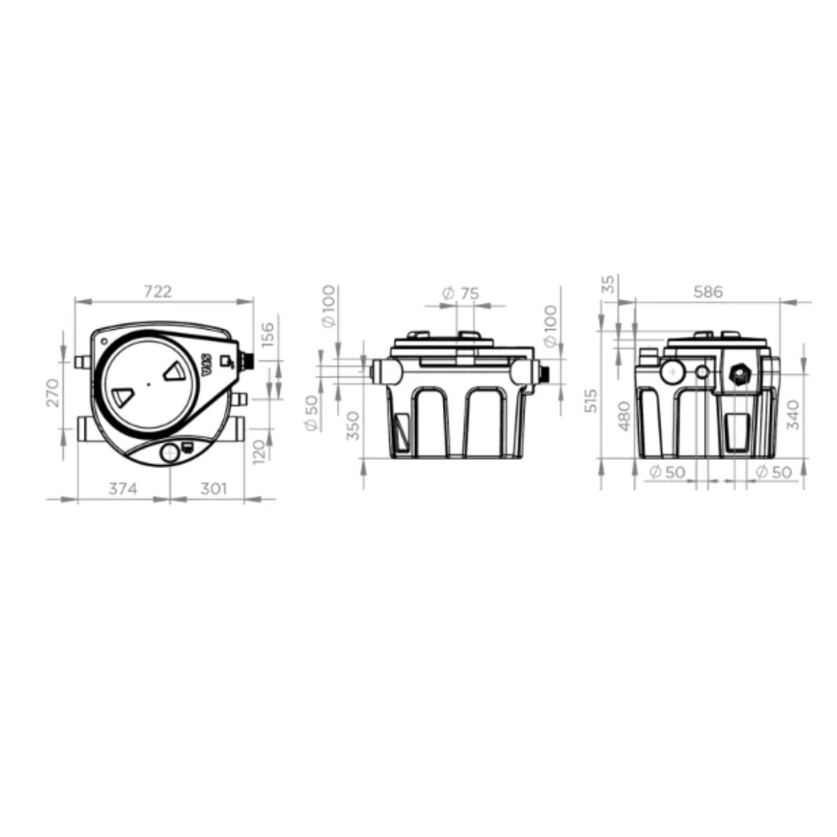Station de relevage automatique SFA Sanifos 110 avec broyeur intégré - pour eaux noires et grises