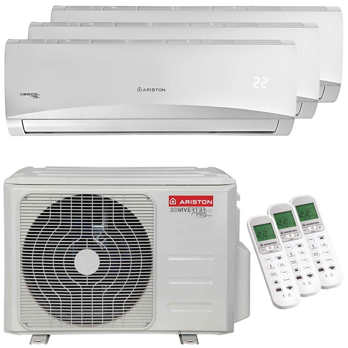 Ariston PRIOS R32 climatiseur trial split 12000+12000+12000 BTU inverter A++ unité extérieure 8 kW