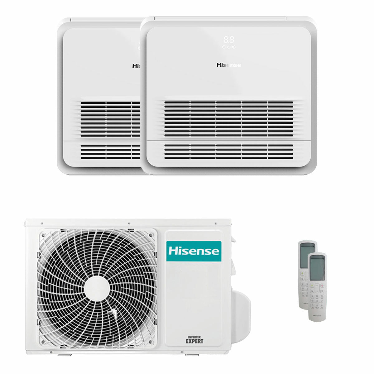 Hisense Console AKT dual split air conditioner 9000+12000 BTU inverter A++ outdoor unit 5 kW