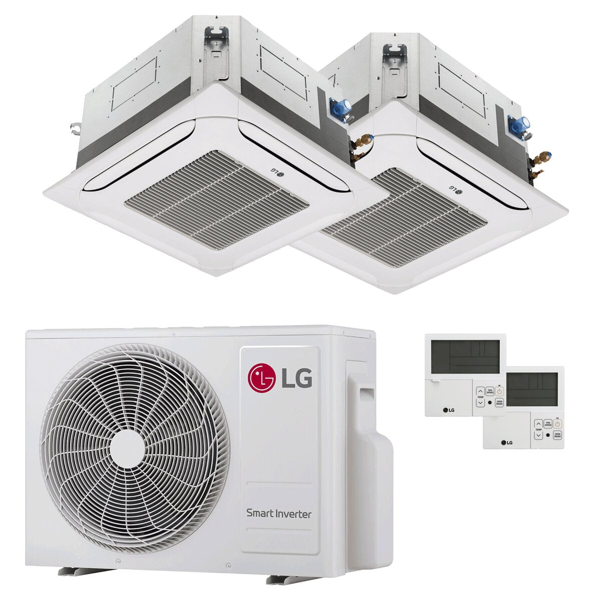 LG 4-way cassette air conditioner LG dual split 12000+12000 BTU inverter A+++ external unit 4.7 kW