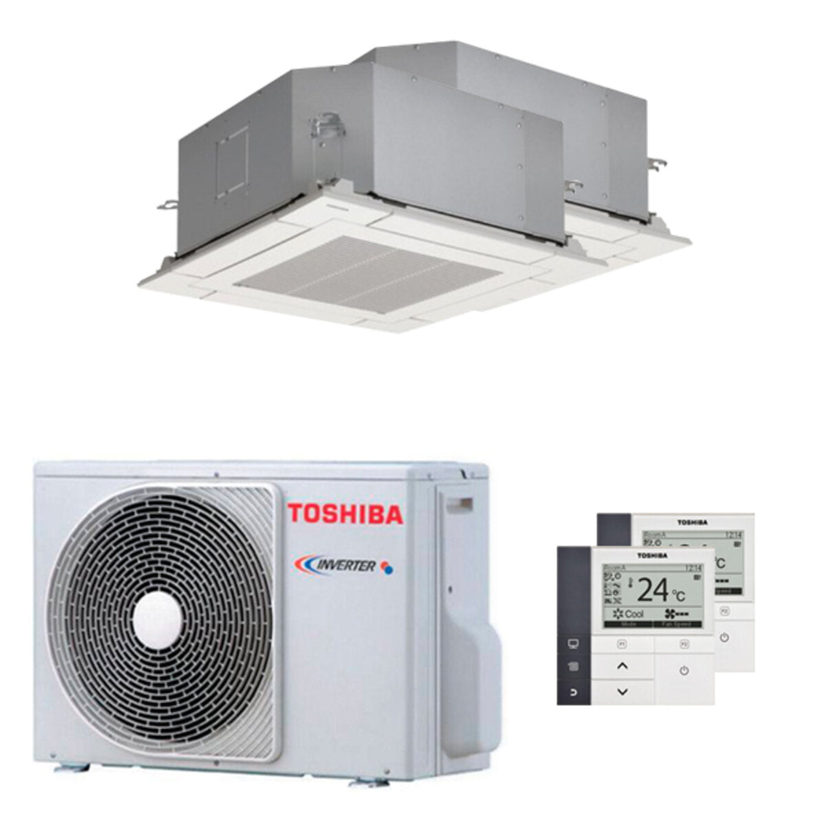 Toshiba Compact cassette U2 4-way dual split air conditioner 9000+12000 BTU inverter A++ external unit 5.2 kW