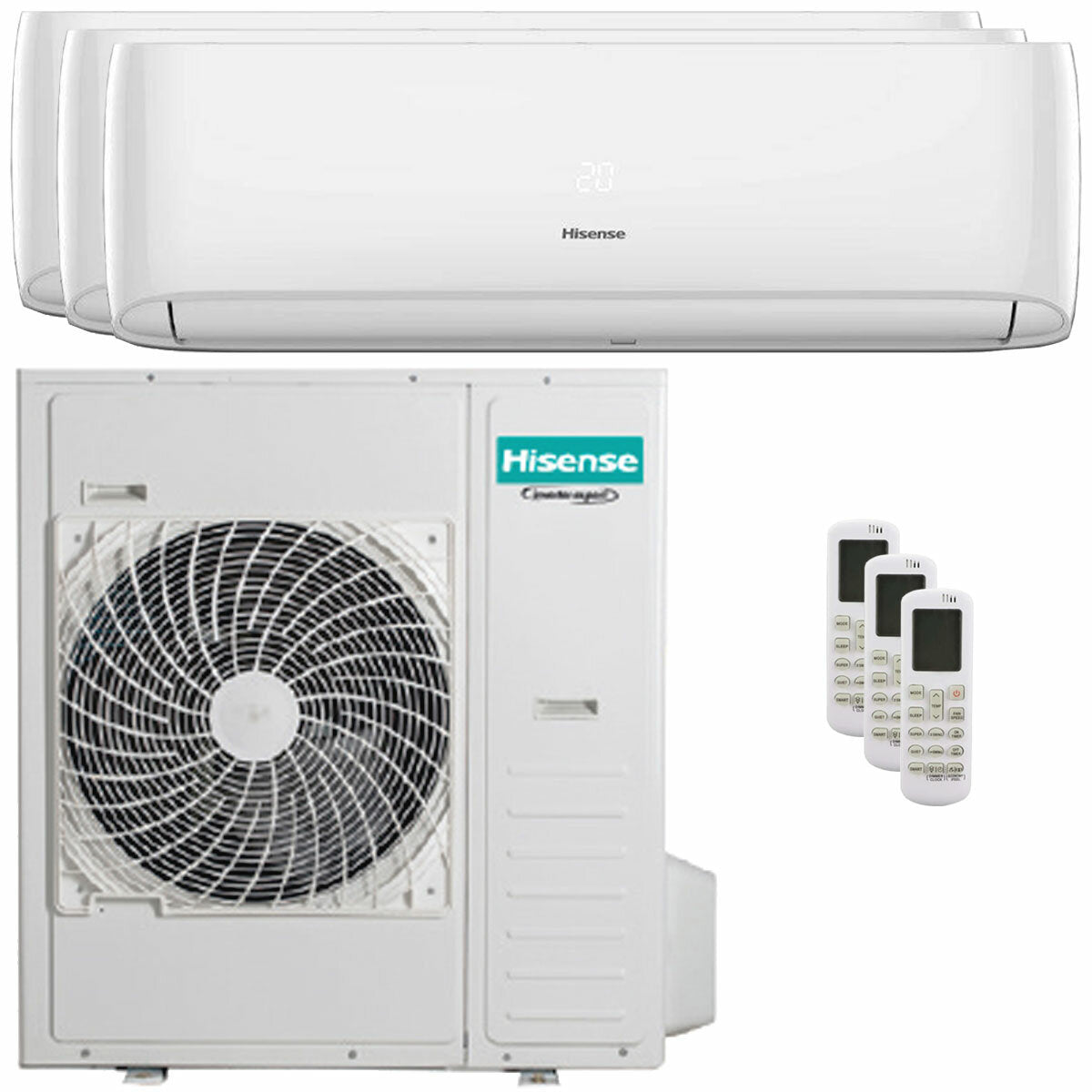 Hisense Hi-Comfort Trial Split-Klimaanlage 9000 + 12000 + 24000 BTU WLAN-Wechselrichter für den Außenbereich 12,5 kW