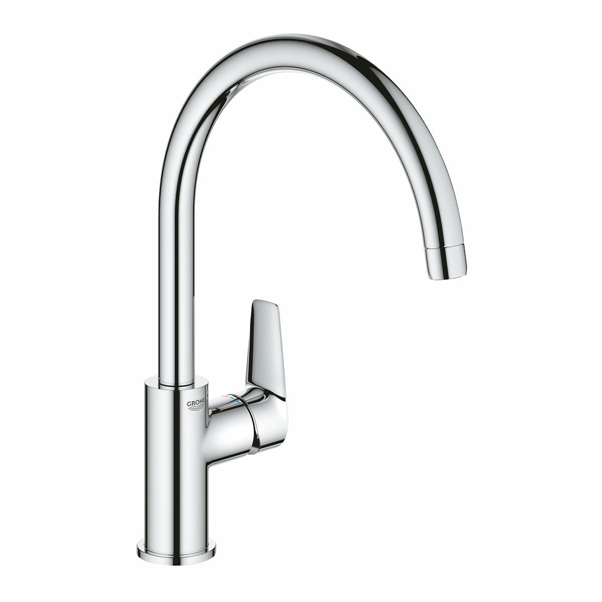 Grohe BauEdge single lever sink mixer with high swivel spout
