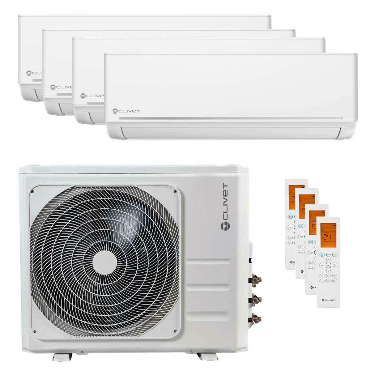 Clivet EZCool air conditioner split panels 9000+9000+12000+12000 BTU inverter A++ external unit 10.5 kW